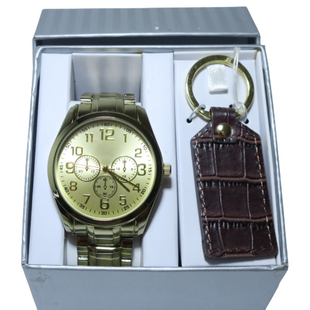 FMD Mens Gold Analog Quartz Chronograph Watch ~New Battery